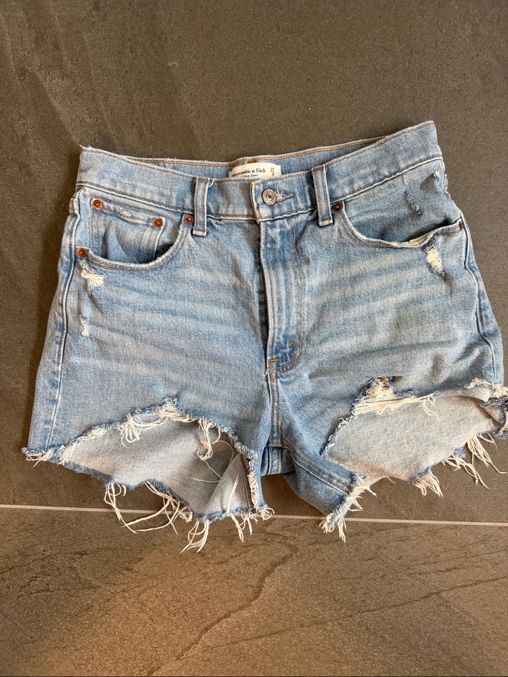 Abercrombie & Fitch Light Blue Distressed Cutoff Denim Shorts